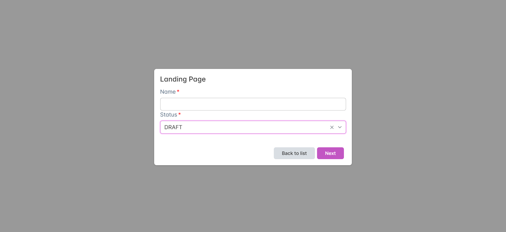 Landing page editor